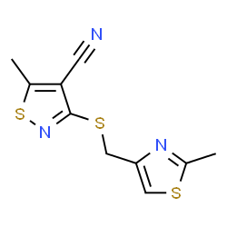 5-METHYL-3-([(2-METHYL-1,3-THIAZOL-4-YL)METHYL]SULFANYL)-4-ISOTHIAZOLECARBONITRILE structure