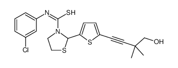 3-Thiazolidinecarbothioamide,N-(3-chlorophenyl)-2-[5-(4-hydroxy-3,3-dimethyl-1-butynyl)-2-thienyl]-(9CI) structure