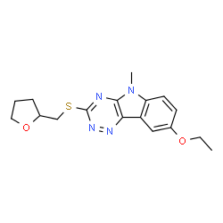 5H-1,2,4-Triazino[5,6-b]indole,8-ethoxy-5-methyl-3-[[(tetrahydro-2-furanyl)methyl]thio]-(9CI) structure