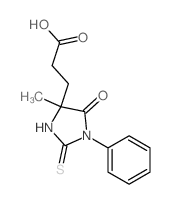 3-(4-methyl-5-oxo-1-phenyl-2-sulfanylidene-imidazolidin-4-yl)propanoic acid structure