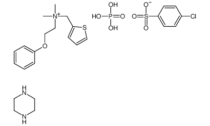 4-chlorobenzenesulfonate,dimethyl-(2-phenoxyethyl)-(thiophen-2-ylmethyl)azanium,phosphoric acid,piperazine Structure