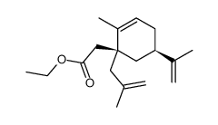 [(1R,5R)-5-Isopropenyl-2-methyl-1-(2-methyl-allyl)-cyclohex-2-enyl]-acetic acid ethyl ester结构式