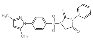 1-[4-(3,5-dimethylpyrazol-1-yl)phenyl]sulfonyl-3-phenyl-2-sulfanylidene-imidazolidin-4-one structure