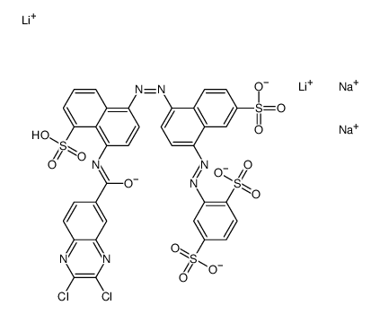 2-[[4-[[4-[[(2,3-dichloro-6-quinoxalinyl)carbonyl]amino]-5-sulpho-1-naphthyl]azo]-7-sulpho-1-naphthyl]azo]benzene-1,4-disulphonic acid, lithium sodium salt structure