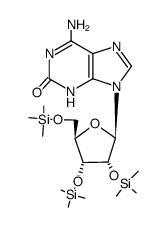2-hydroxy-6-amino-9-(2,3,5-tri-O-trimethylsilyl-β-D-ribofuranosyl)purine结构式