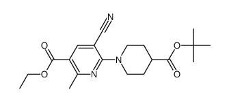 ethyl 6-(4-(tert-butoxycarbonyl)piperidin-1-yl)-5-cyano-2-methylnicotinate Structure