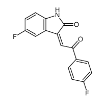 5-Fluoro-3-[2-(4-fluoro-phenyl)-2-oxo-eth-(Z)-ylidene]-1,3-dihydro-indol-2-one结构式
