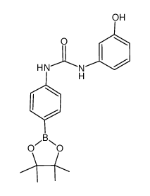 N-(3-hydroxyphenyl)-N'-[4-(4,4,5,5-tetramethyl-[1,3,2]-dioxaborolan-2-yl)phenyl]urea结构式