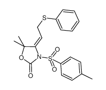 (E)-4-(2-phenylsulfanylethylidene)-5,5-dimethyl-3-(p-toluenesulfonyl)oxazolidin-2-one结构式
