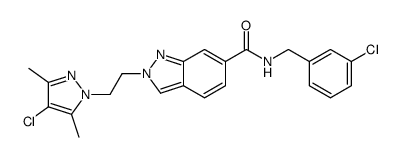 N-(3-Chlorobenzyl)-2-[2-(4-chloro-3,5-dimethyl-1H-pyrazol-1-yl)ethyl]-2H-indazole-6-carboxamide Structure