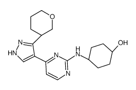 trans-4-({4-[3-(Tetrahydro-2H-pyran-3-yl)-1H-pyrazol-4-yl]-2-pyri midinyl}amino)cyclohexanol Structure