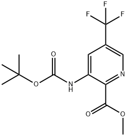 3-tert-Butoxycarbonylamino-5-trifluoromethyl-pyridine-2-carboxylic acid methyl ester Structure