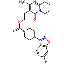 2-(2-Methyl-4-oxo-6,7,8,9-tetrahydro-4H-pyrido[1,2-a]pyrimidin-3-yl)ethyl 4-(6-fluoro-1,2-benzoxazol-3-yl)-1-piperidinecarboxylate structure
