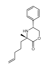 (-)-(3S,5R)-3-methyl-3-(pent-4-enyl)-5-phenylmorpholin-2-one Structure