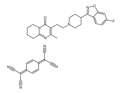 2,2'-(cyclohexa-2,5-diene-1,4-diylidene)dimalononitrile compound with 3-(2-(4-(6-fluorobenzo[d]isoxazol-3-yl)piperidin-1-yl)ethyl)-2-methyl-6,7,8,9-tetrahydro-4H-pyrido[1,2-a]pyrimidin-4-one (1:1) Structure