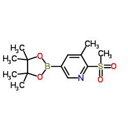 3-methyl-5-(4,4,5,5-tetramethyl-1,3,2-dioxaborolan-2-yl)-2-(methylsulfonyl)pyridine Structure