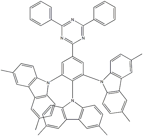 9,9',9''-(5-(4,6-二苯基-1,3,5-三嗪-2-基)苯-1,2,3-三基)三(3,6-二甲基-9H-咔唑)结构式