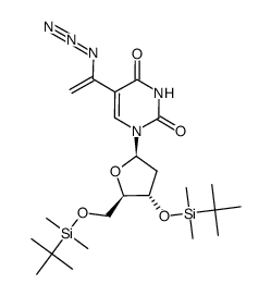 5-(1-azidovinyl)-1-((2R,4S,5R)-4-((tert-butyldimethylsilyl)oxy)-5-(((tert-butyldimethylsilyl)oxy)methyl)tetrahydrofuran-2-yl)pyrimidine-2,4(1H,3H)-dione结构式