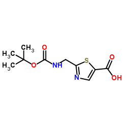 2-[(tert-butoxycarbonylamino)methyl]thiazole-5-carboxylic acid structure