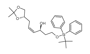 (S,Z)-1-((tert-butyldiphenylsilyl)oxy)-6-((S)-2,2-dimethyl-1,3-dioxolan-4-yl)hex-4-en-3-ol结构式