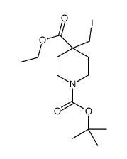 4-(碘甲基)哌啶-4-羧酸乙酯,N-BOC保护结构式