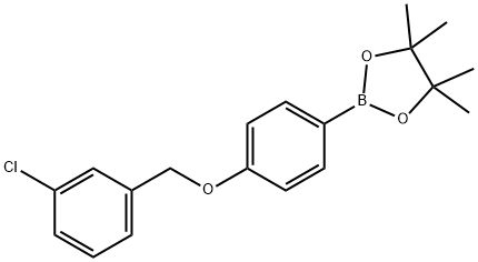 2-{4-[(3-chlorophenyl)methoxy]phenyl}-4,4,5,5-tetramethyl-1,3,2-dioxaborolane Structure
