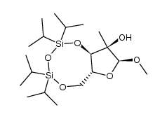 1-O-methyl-2-C-methyl-3,5-O-(1,1,3,3-tetraisopropyl-1,3-disiloxanediyl)-α-D-ribofuranose Structure