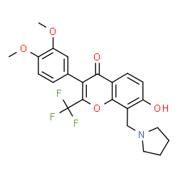 3-(3,4-Dimethoxyphenyl)-7-hydroxy-8-(1-pyrrolidinylmethyl)-2-(trifluoromethyl)-4H-chromen-4-one结构式