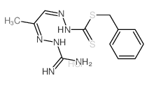 1-benzylsulfanyl-N-[[(2Z)-2-(diaminomethylidenehydrazinylidene)propylidene]amino]methanethioamide结构式