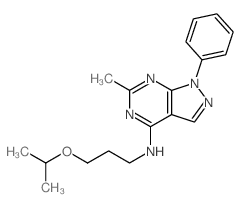 1H-Pyrazolo[3,4-d]pyrimidin-4-amine,6-methyl-N-[3-(1-methylethoxy)propyl]-1-phenyl- structure