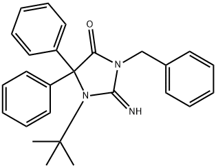 1-(1,1-Dimethylethyl)-2-imino-5,5-diphenyl-3-(phenylmethyl)-4-imidazolidinone structure