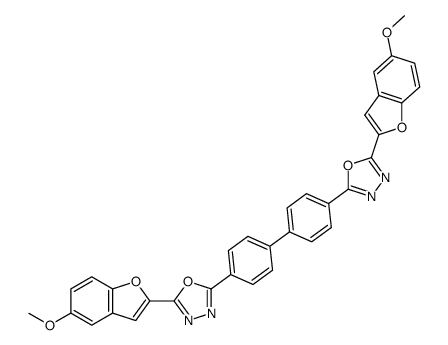 5,5'-bis-(5-methoxy-benzofuran-2-yl)-2,2'-biphenyl-4,4'-diyl-bis-[1,3,4]oxadiazole结构式