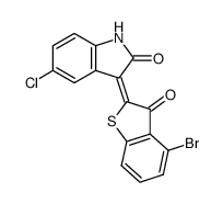 3-(4-bromo-3-oxo-3H-benzo[b]thiophen-2-ylidene)-5-chloro-1,3-dihydro-indol-2-one结构式