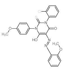 4,6(1H,5H)-Pyrimidinedione,1-(2-chlorophenyl)dihydro-3-(4-methoxyphenyl)-5-[2-(2-methoxyphenyl)diazenyl]-2-thioxo- Structure
