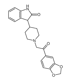 1-(3,4-methylenedioxybenzoylmethyl)-4-(2-oxoindolin-3-yl)piperidine Structure