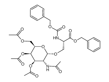 3-O-(2-Acetamido-3,4,6-tri-O-acetyl-2-desoxy-α-D-galactopyranosyl)-N-(benzyloxycarbonyl)-L-serinbenzylester结构式