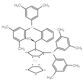 (S)-(-)-[(S)-2-二(3,5-二甲苯基)膦二茂铁基] [2-二(3,5-二甲苯基)膦基苯基]甲醇结构式