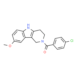 (4-Chlorophenyl)(8-methoxy-1,3,4,5-tetrahydro-2H-pyrido[4,3-b]indol-2-yl)methanone结构式