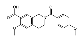 6-methoxy-2-(4-methoxybenzoyl)-1,2,3,4-tetrahydroisoquinoline-7-carboxylic acid结构式