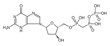 Guanosine, 2'-deoxy-, 5'-[hydrogen P-[[hydroxy(phosphonooxy)phosphinyl]methyl]phosphonate]结构式