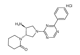 1-[(3S,4S)-4-amino-1-(4-phenyl-[1,3,5]triazin-2-yl)-pyrrolidin-3-yl]-piperidin-2-one hydrochloride结构式