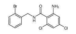 2-amino-4,6-dichloro-N-(2-bromo-benzyl)-benzamide结构式