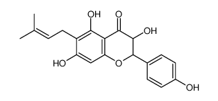 (2R)-2,3-Dihydro-3β,5,7-trihydroxy-2α-(4-hydroxyphenyl)-6-(3-methyl-2-butenyl)-4H-1-benzopyran-4-one结构式