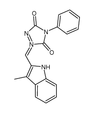 (E)-2-((3-methyl-1H-indol-2-yl)methylene)-3,5-dioxo-4-phenyl-1,2,4-triazolidin-2-ium-1-ide结构式