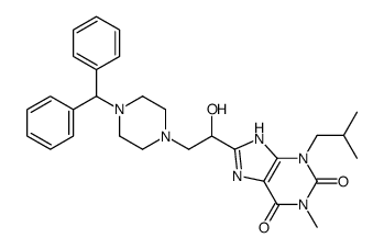 8-[2-(4-benzhydrylpiperazin-1-yl)-1-hydroxyethyl]-1-methyl-3-(2-methylpropyl)-7H-purine-2,6-dione Structure