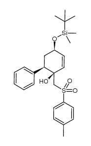 (1R,4R,5R)-1-[(tert-butyldimethylsilyl)oxy]-5-phenyl-4-[(p-tolylsulfonyl)methyl]-2-cyclohexen-4-ol结构式