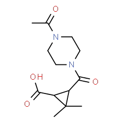 3-[(4-acetylpiperazin-1-yl)carbonyl]-2,2-dimethylcyclopropanecarboxylic acid structure