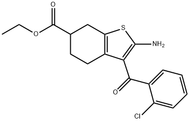 benzo[b]thiophene-6-carboxylic acid, 2-amino-3-(2-chlorobenzoyl)-4,5,6,7-tetrahydro-, ethyl ester Structure