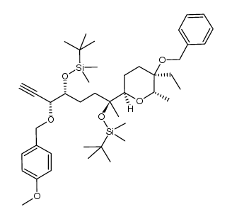 (3R,4R,7S)-7-[(2R,5R,6S)-5-benzyloxy-5-ethyl-6-methyltetrahydropyran-2-yl]-4,7-bis(tert-butyldimethylsilyloxy)-2-(4-methoxybenzyloxy)oct-1-yne结构式