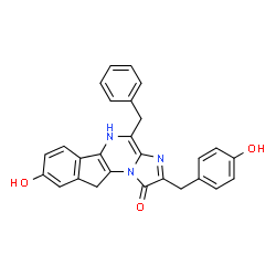 1H-Imidazo[1,2-a]indeno[1,2-e]pyrazin-1-one,5,10-dihydro-8-hydroxy-2-[(4-hydroxyphenyl)methyl]-4-(phenylmethyl)- structure